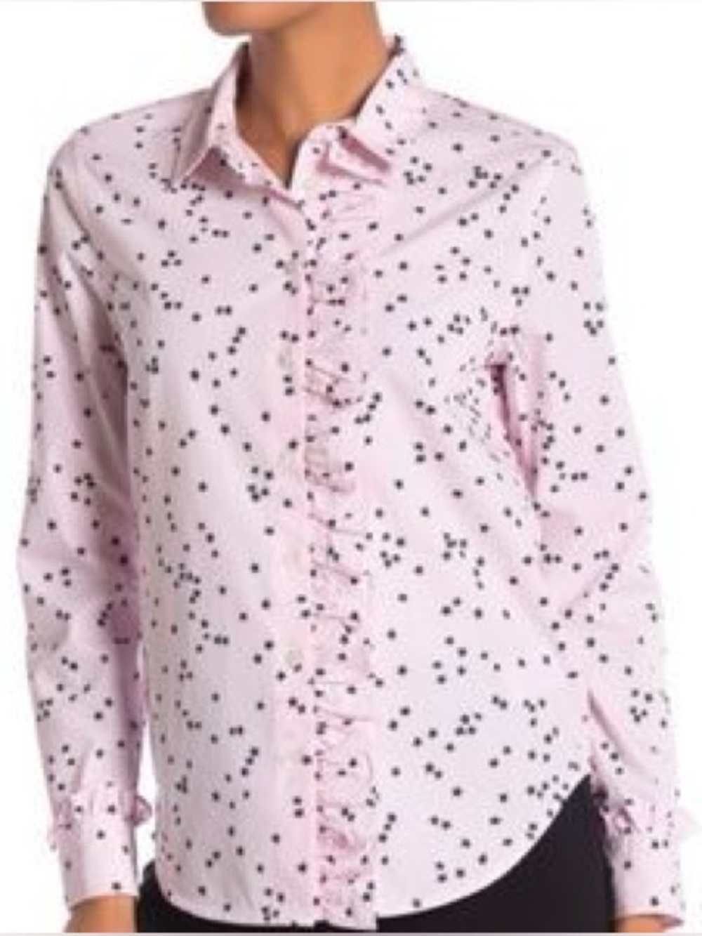 Equipment Pink Striped Shirt with Black Star Print